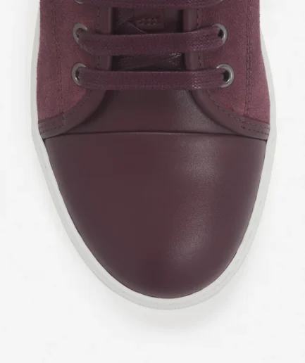 Lanvin DBB1 Leather and Suede Sneakers – Dark Red