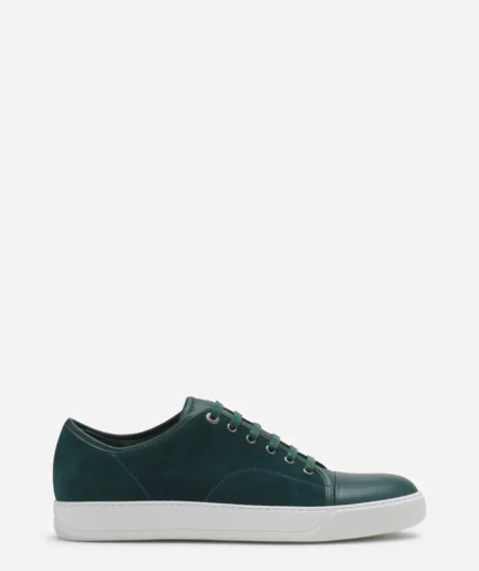 Lanvin DBB1 Leather and Suede Sneakers – Dark Green