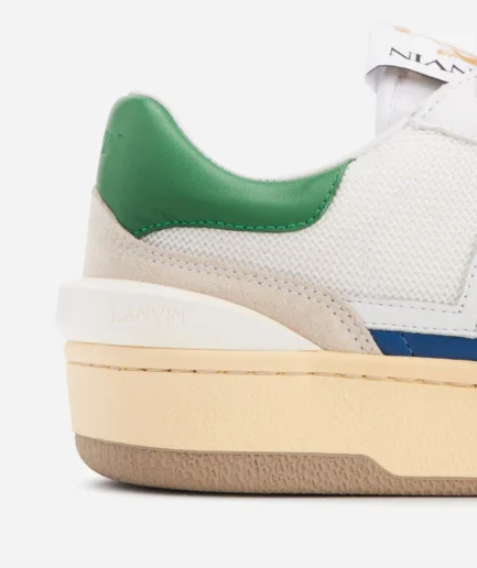 Lanvin Leather Clay Low Top Sneakers – White/Blue