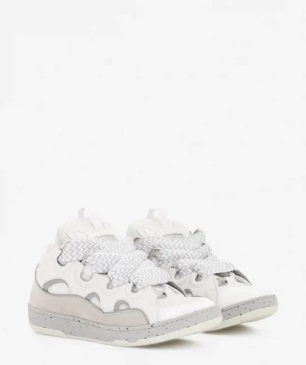 Lanvin Leather Curb Sneaker – White