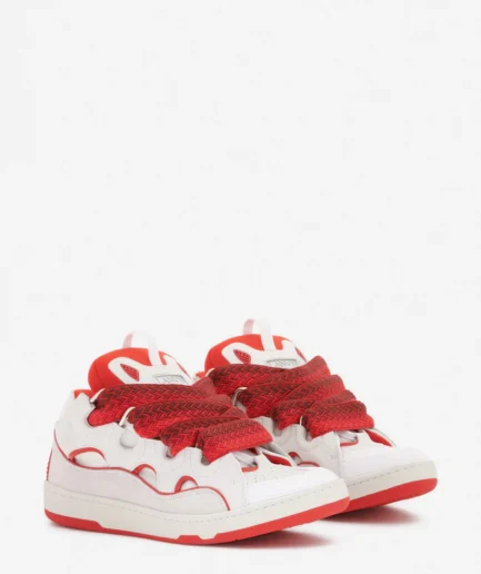 Lanvin Leather Curb Sneakers – Red