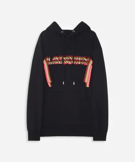 Oversized Embroidered Lanvin Curb Lace Hoodie – BLACK
