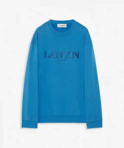 Oversized Embroidered Lanvin Paris Sweatshirt – Blue